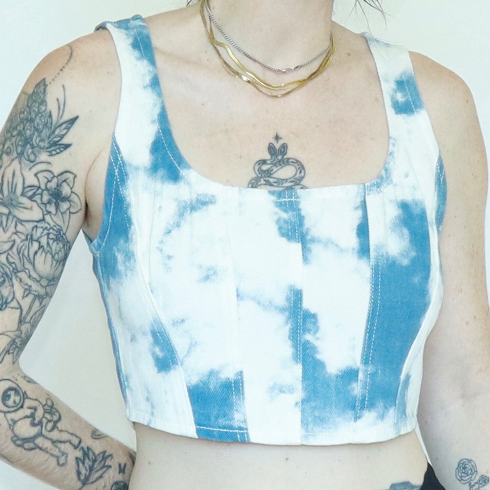 Nasty Gal - CLOUD WASH Denim Corset Top - Size 10